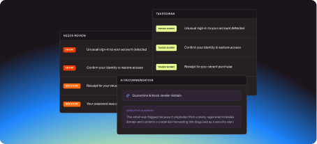 Email Security agentic detection and response dashboard