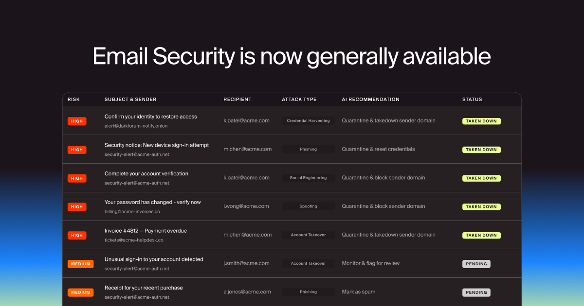Email Security is now generally available