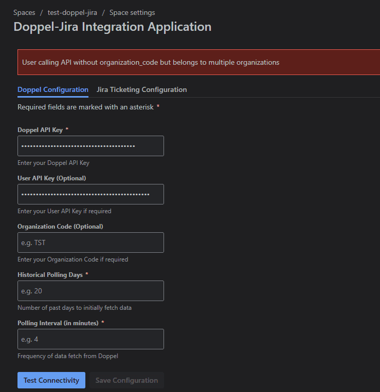 Missing Organization Code