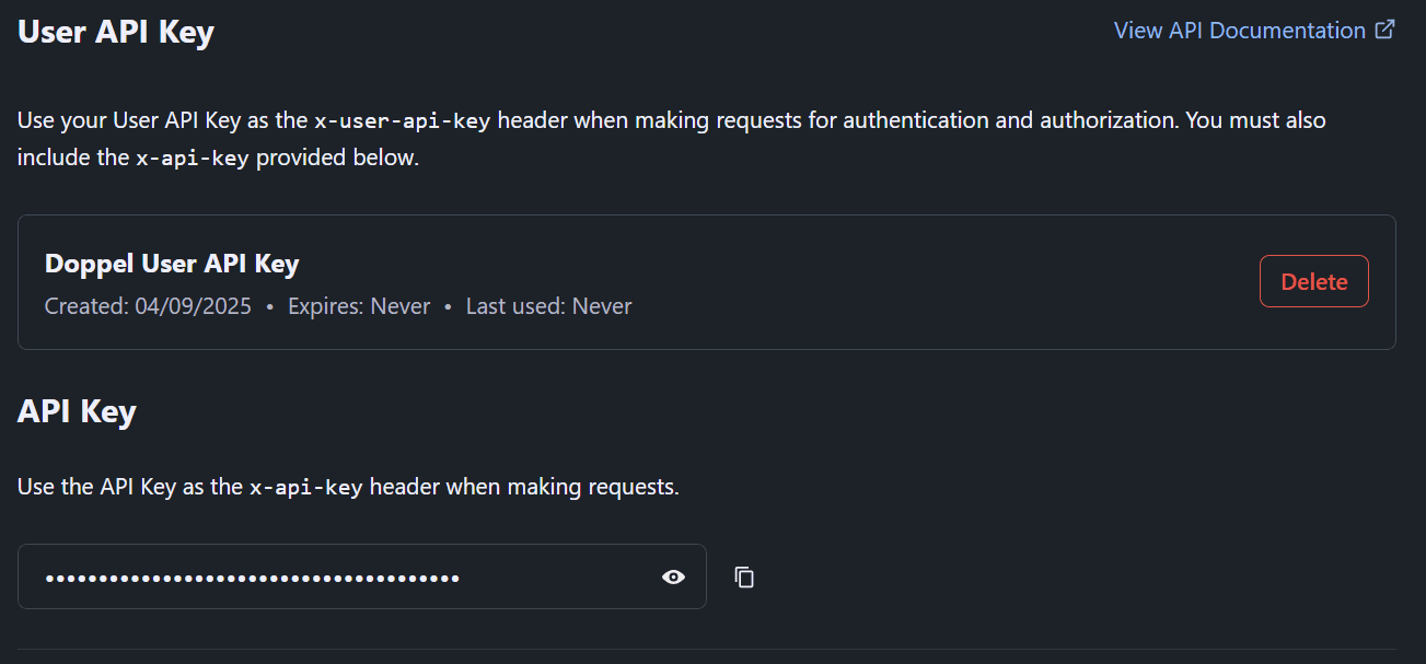 User API Key