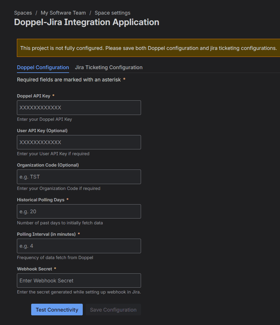 Missing Configuration Warning