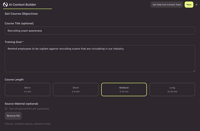 Doppel AI Content Builder UI