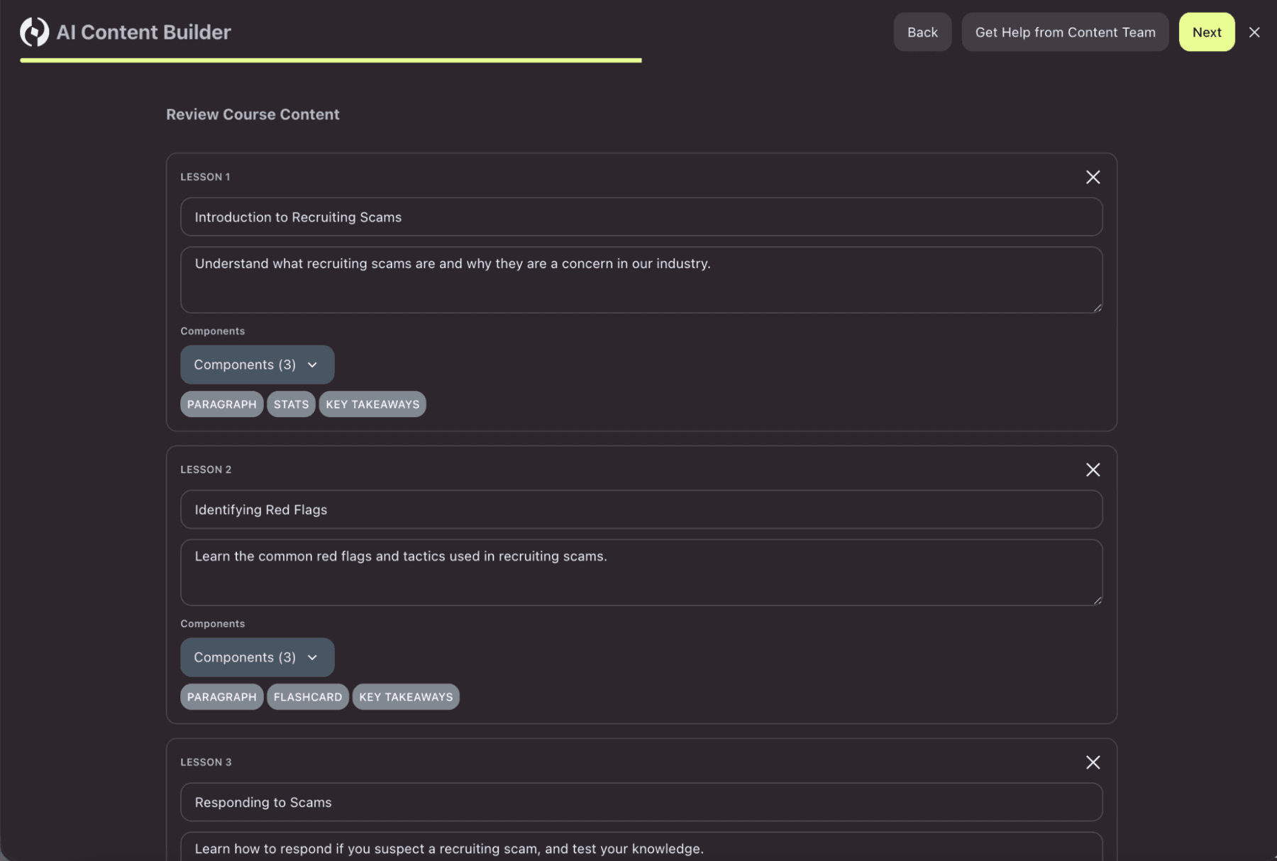 Doppel AI Content Builder Review UI